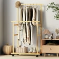 thumbnail image 3 of Double Rod Clothes Rack Rolling Hanging Garment Rack Wardrobe Large-capacity, 3 of 12