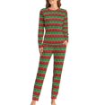 thumbnail image 1 of Pijamas navideños para mujer, ropa de dormir con estampado de notas musicales doradas, elegante, holgada, de gran tamaño, regalo de cumpleaños, 2 piezas, 1 of 4