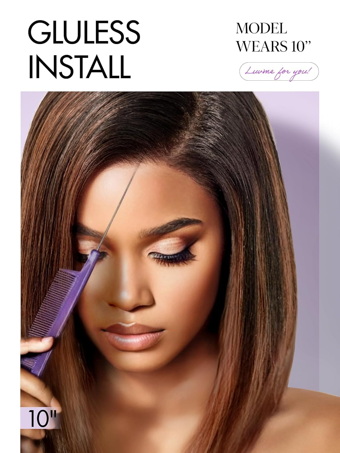 LUVME HD Lace Front 12" Bob Wig 100% Human Hair Glueless 200% Density Brown Pre Plucked Natural Color Straight for Women