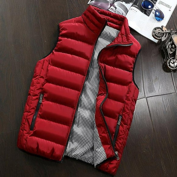 CEHVOM Men Autumn Winter Coat Padded Cotton Vest Warm Hooded Thick Vest Tops Jacket