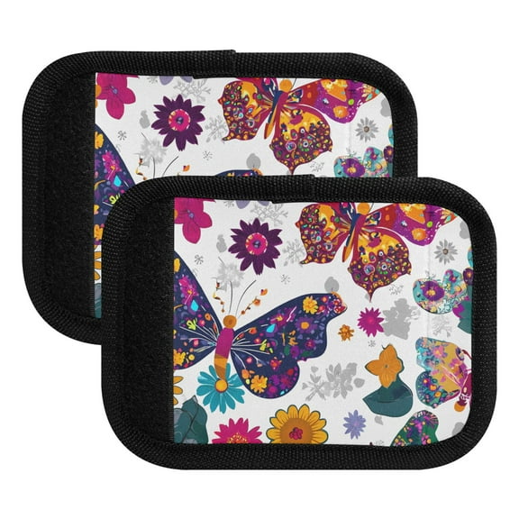 Luggage Handle Wrap for Suitcase 2 Pack Luggage Tag Identifiers for Travel Accessories Colorful Butterflies and Flowers