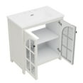 thumbnail image 6 of YIYADO 30" Bathroom Vanity with Ceramic Sink, Distressed Finish, Vintage Rustic Bathroom Cabinet with Bronze Pulls and 2 Soft Close Doors, Antique White, 6 of 6