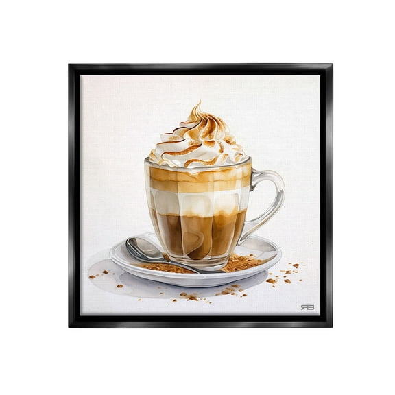 Stupell Industries Cafe Dessert Latte Food & Beverage Painting Black Floater Framed Canvas Art Print Wall Art, 18 x 18