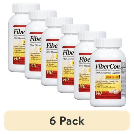 (6 pack) Fibercon Fiber Therapy for Regularity (Calcium Polycarbophil) Caplets 140 ct Bottle