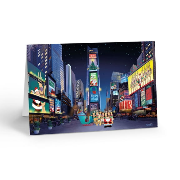 Santa's In Times Square in New York City Holiday Card - 12 Holiday Cards & Envel