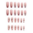 thumbnail image 1 of Uñas postizas con degradado de bailarina y ataúd, cobertura total con diamantes de imitación y forma de corazón, 1 of 5