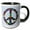 Black/White, variant on 3drose, Floral Peace Symbol - Flowery Hippy or Hippie Sign - Flower Power - Colorful Flowers - on Blue, 15oz Mug