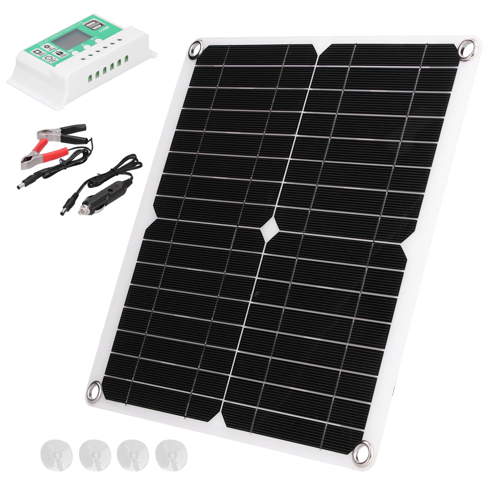 Rupoun 40W 18V Monocrystalline Silicon Flexible Solar Panel Kit with 30A Controller, Waterproof Photovoltaic Module for RV Marine Boat Car Camping Charging (11.02x11.02 inches / 28x28 cm)