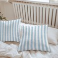 thumbnail image 6 of Throw Pillow Covers 16x16 Inch Set of 2, Blue Stripes Waterproof Outdoor Pillow Covers, Retro Geometric Boho Lines Farmhouse Decorative Cushion Pillowcases for Couch, Sofa, Bed, Garden, Patio, 6 of 9