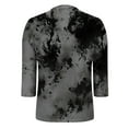 thumbnail image 4 of Womens Tops Print Base T-shirt 3/4 Length Three-quarter Sleeve V-neck Top,Tops for Women Dark Gray, 4 of 6