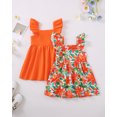 thumbnail image 4 of 18 Months Baby Girls Dress 24 Months Girls 2 Pack Sleeveless Dress Solid Color Toddler Girls Floral Dress Orange, 4 of 9