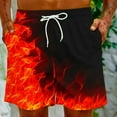 thumbnail image 2 of Midsumdr Mens Shorts 2025 Hawaiian Fashion Flame Printed Plus Size Shorts Summer Casual Drawsting Beach Shorts with Pockets, 2 of 7