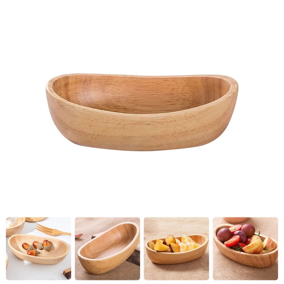 PBPBOX Khaki Wood Fruit Bowl Boat-Shaped Practical for Home and Kitchen