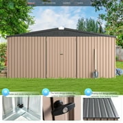 YODOLLA 14 x 12 ft. Outdoor Metal Storage Shed with Sliding Roof & Lockable Door