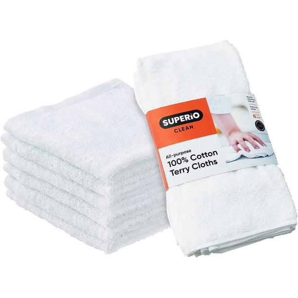 Superio Wash Cloths Cotton Terry Cloth Rags, Hand towels, White Face