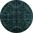 thumbnail image 1 of Ahgly Company Machine Washable Indoor Round Abstract Greenish Blue Green Area Rugs, 6' Round, 1 of 1