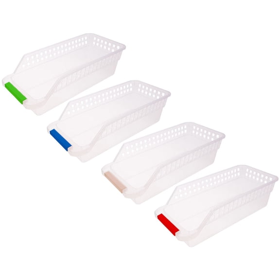 FESTFENDS 4Pcs Plastic Storage Basket Drawer Style White for Home and Kitchen