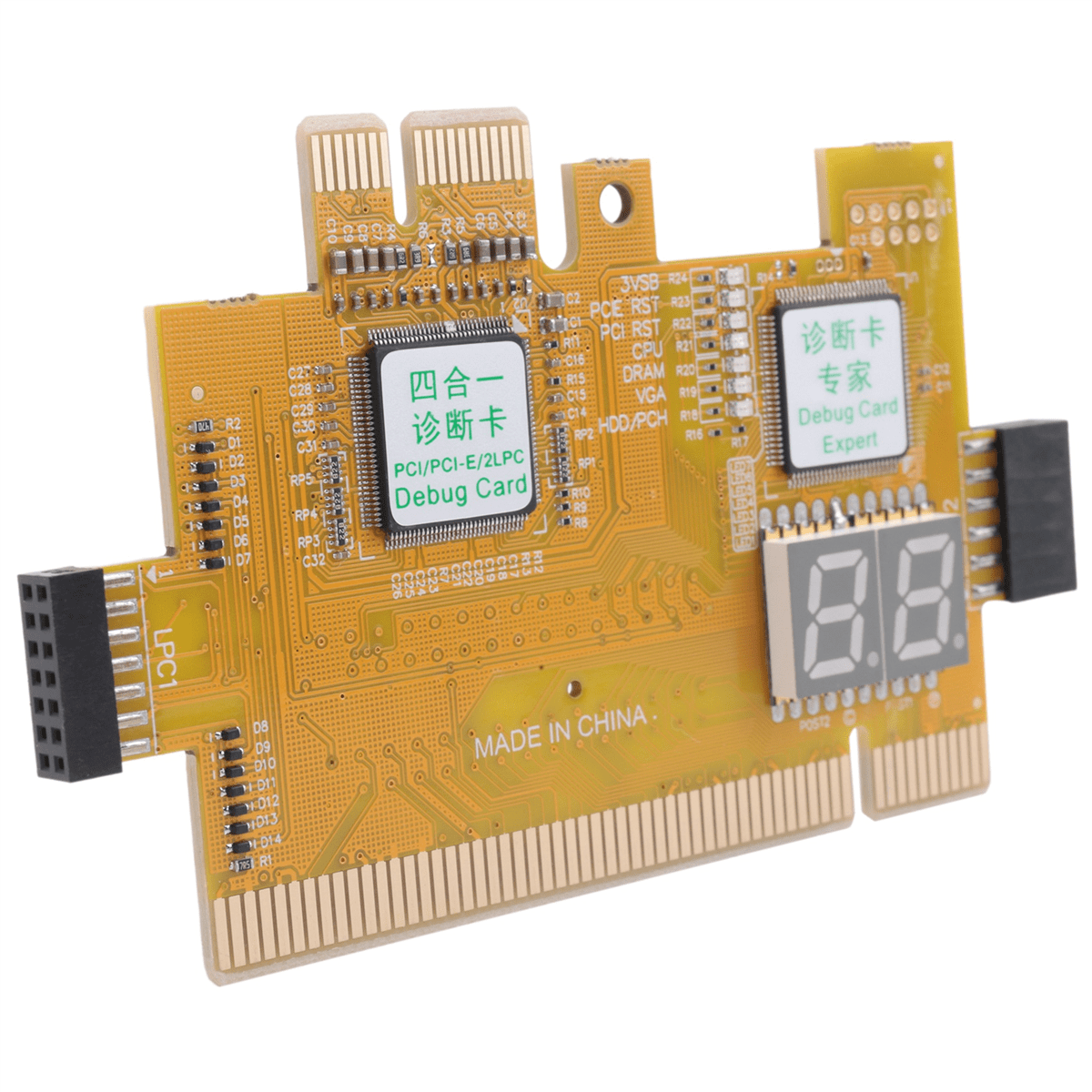 Detect Tool PCI-E LPC Multi Use Diagnostic Card Laptop Desktop Test Accessories Post LED Indicator PC Motherboard Debug Analyzer,1 x Diagnostic card,color random