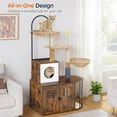 thumbnail image 3 of Cat Tree with Litter Box Enclosure, All-in-One 31.5" Cat Tower with Hidden Litter Box Cover Furniture for Indoor Cats, Versatile Cat Condo with Sisal Posts, Hammock, Rustic Brown FG45MZ03, 3 of 9