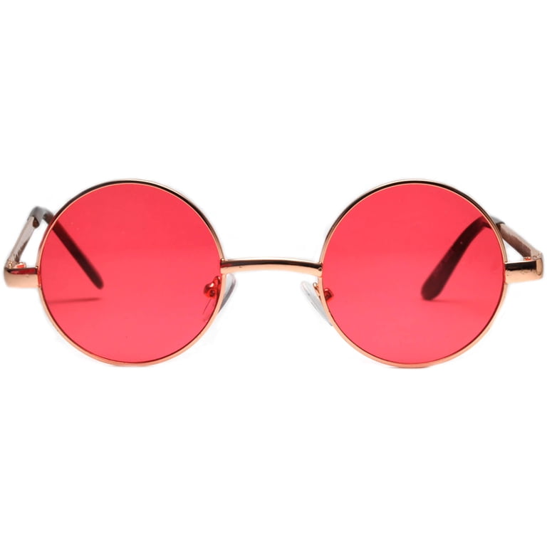 Round Sunglasses - Small (43mm) Gold Frame / Red Lens  display picture 2