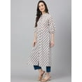 thumbnail image 5 of Janasya Indian Women's White Cotton Floral Print Straight Kurta, 5 of 8