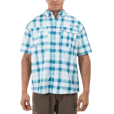 Realtree Men's Bright Aqua Plaid 2XL Short Sleeve Guide Shirt