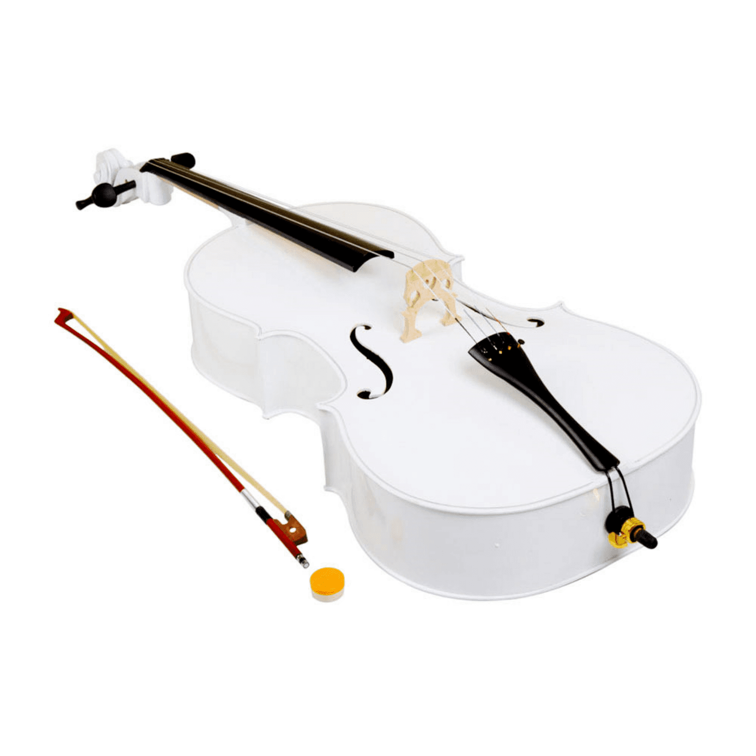 Hassch 4/4 Cello, Acoustic Cello Set with Bag, Bow, Rosin, Bridge for Beginners, White