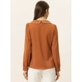 thumbnail image 4 of Blusa De Gasa Casual Con Cuello Peter Pan De Manga Larga Con Botones Decorativos Para Mujer Caramelo XS, 4 of 6