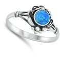 thumbnail image 4 of CHOOSE YOUR COLOR Blue Simulated Opal Bali Boho Ring .925 Sterling Silver Band CZ Female Size 10, 4 of 4