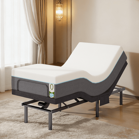 Twin XL Electric Adjustable Bed Frame with with Mattress, Head & Foot Incline, Under-Bed Lighting, Adjustable Legs, Zero Gravity Feature, 4 USB Ports, Wireless Remote Control, Easy Assembly