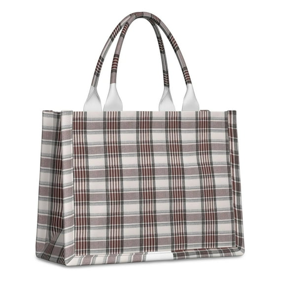 Large Capacity Tote Bag,Brown and White Checkerboard Checkered Pattern Handbag Fashion Luxury Tote Bag,15.7"x13"x 5.1" Inches,Laptop Compatible