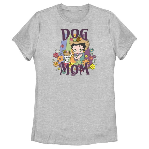 Women's Betty Boop Floral Dog Mom Graphic Tee Athletic Heather Small