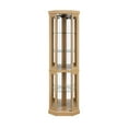 thumbnail image 3 of Elegant Corner Glass Cabinet Lighted - Light Oak, 3 of 11