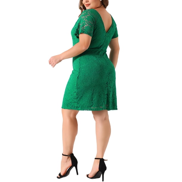 GRACE & GRANDEUR Women's Plus Size Elegant Engagement Dresses V Neck Short  Sleeve Floral Lace Cocktail Dress Green 3X - Walmart.ca