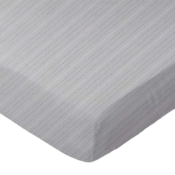 SheetWorld 100% Cotton Percale Extra Deep Fitted Portable Mini Crib Sheet 24 x 38 x 5.5, Diagonal Stripe Gray