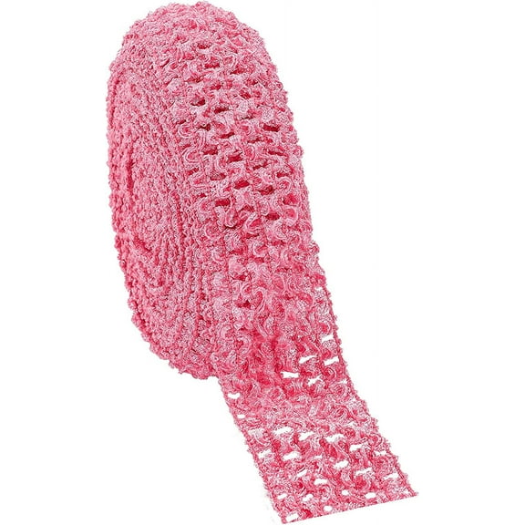 Polyester Ribbons Elastic Crochet Headband for Baby Headbands Pink 42mm