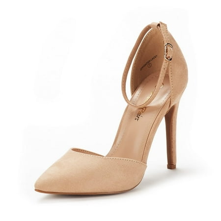 

Dream Pairs Women s Ankle Strap High Heel Pointed Toe Stilettos Wedding Dress Pumps Shoes OPPOINTED_LACEY NUDE/SUEDE Size 10