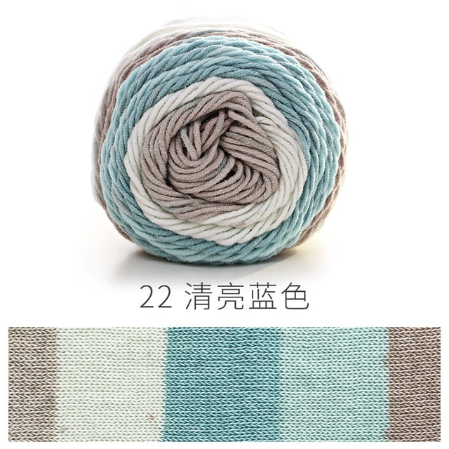 Nvzi Hilo para ganchillo, Hilo degradado en ovillo de 100 g (3,52 oz) 193 m (211 yardas), Hilo de algodón arcoíris súper suave con efecto degradado para hacer manualidades coloridas, E