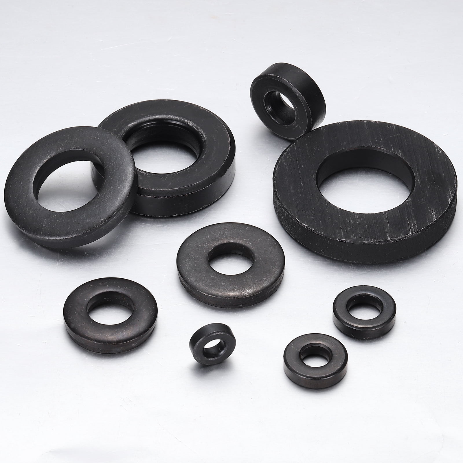 Uxcell 24pcs 1/2" Black Flat Washer for M12 Screw, Steel Metal Washers 12mm ID 28mm OD 6mm l for Industrial, Screws Bolts