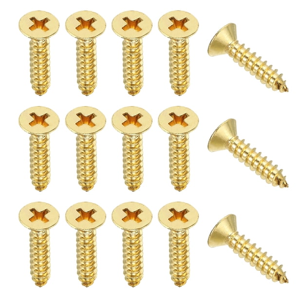 Tornillos de latón Uxcell, tornillos autoperforantes, cabeza plana de cruz, adecuados para bisagras de puertas, electrónica, muebles M5 x 20 mm 25