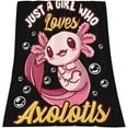 thumbnail image 5 of Axolotl Blanket Super Soft Warm Fluffy Flannel Just A Girl Who Loves Axolotls Throw Blanket Cozy Fuzzy Plush Cute Pink Animal Bedding Blanket Gift for Boys Girls Kids Teens Adults Couch Sofa 60"x50", 5 of 6