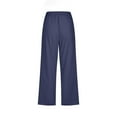thumbnail image 5 of QATAINLAV Sweatpants for Women Cotton Linen Straight Leg Capri Pants Solid Casual Drawstring Cropped Trousers Loose Fit Wide Leg Pants with Pockets Todays Deals Navy M, 5 of 6