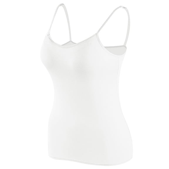 Built in Bra Tanks Top for Women Casual Adjustable Spaghetti Straps Camisole Padded Workout Top Undershirt