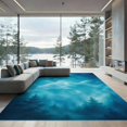 thumbnail image 2 of ODIKA 8'x10' Washable Area Rug Durable, Non-Slip Blue Deep Oceanic Celestial Fish Design Starry Night Sky Motif with Ethereal Forest for Living Room, Under Sectional, Family, 2 of 7