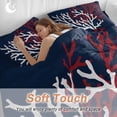 thumbnail image 5 of Red White Coral Duvet Cover Set, Summer Ocean Nautical Coastal Navy Blue Soft Duvet Cover Full Size Bedding Set 4 Pieces, 1 Quiltcover and 2 Pillowcases with Zipper, 1 Bed Sheet for All Seasons, 5 of 9
