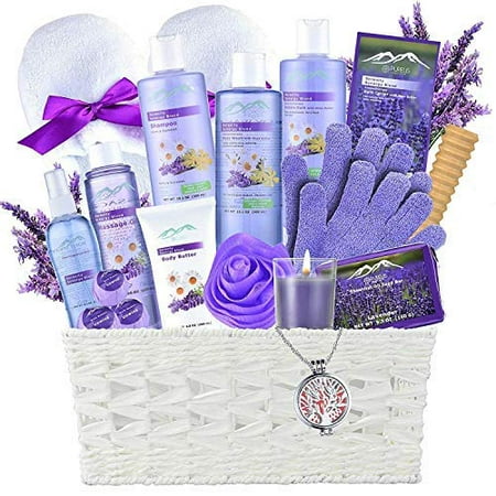 Gift Baskets -the #1 Choice Christmas Gift Ideas - Bath and Body Spa Basket For Women & Men. Lavender Home Spa Set includes 20 Spa Gifts with Essential Oil Necklace!Beauty Baskets-best Holiday (The Best Gift Basket Ideas)