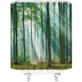 thumbnail image 3 of Forest Shower Curtain Nature Misty Forest Tree Early Morning Spring Summer Landscape Fabric Bathroom Decor Set with Plastic hookss,(70" Wx84 H), 3 of 3