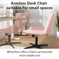 thumbnail image 4 of YRLLENSDAN Criss Cross Chair Wide Desk Chair Comfy Computer Chair Vanity Chair Wide Office Chair No Wheels Cross Legged Office Chair Armless Office Chair, Pink, 4 of 6