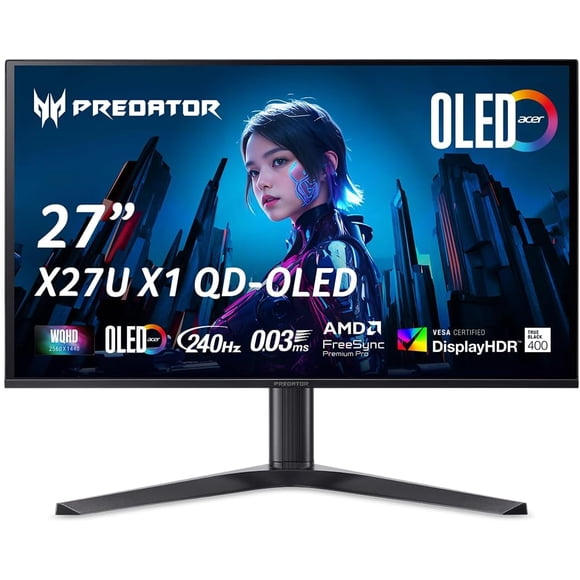 Acer 27" Predator Gaming Monitor - WQHD OLED| AMD FreeSync Premium Pro| 240Hz| VESA| DP - Excellent Recertified with min 1 Year Acer Manufacturer Warranty