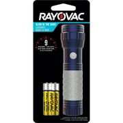 Rayovac Mini LED Flashlight with Glow in the Dark Rubber Grip, 3 AAA Batteries Included
